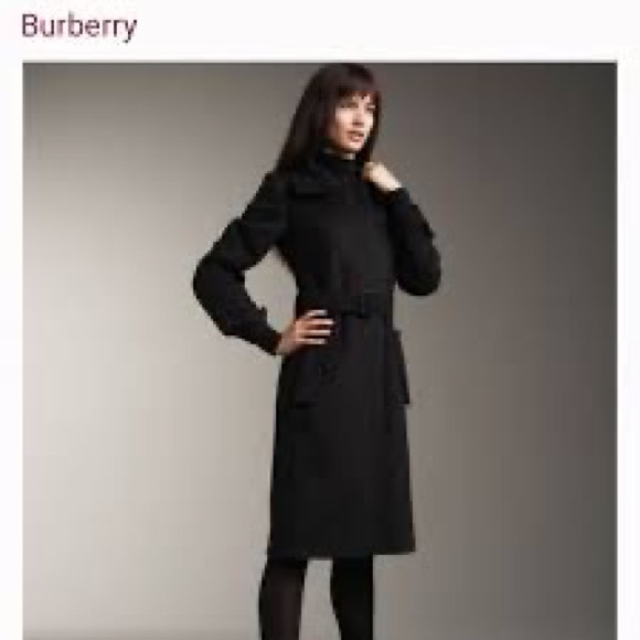 Burberry Black Wool Belted Mid-Length Coat - Picture 16 of 16
